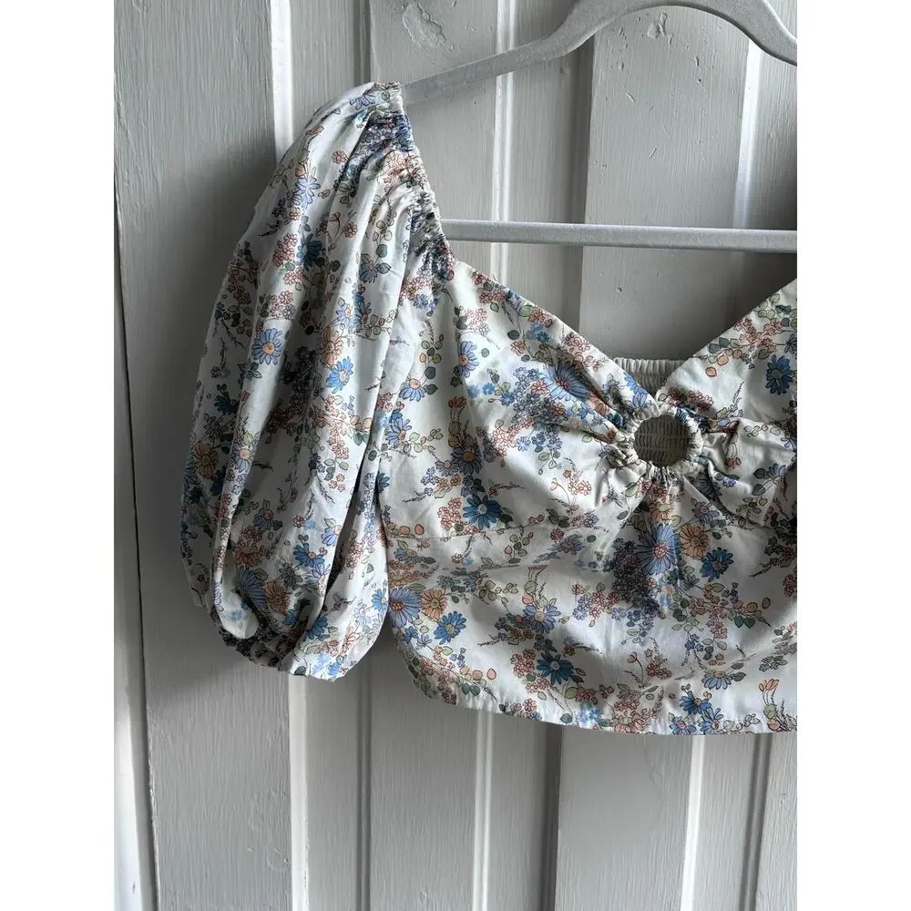 Abercrombie & Fitch Floral Puff Sleeve Crop Top NWT
